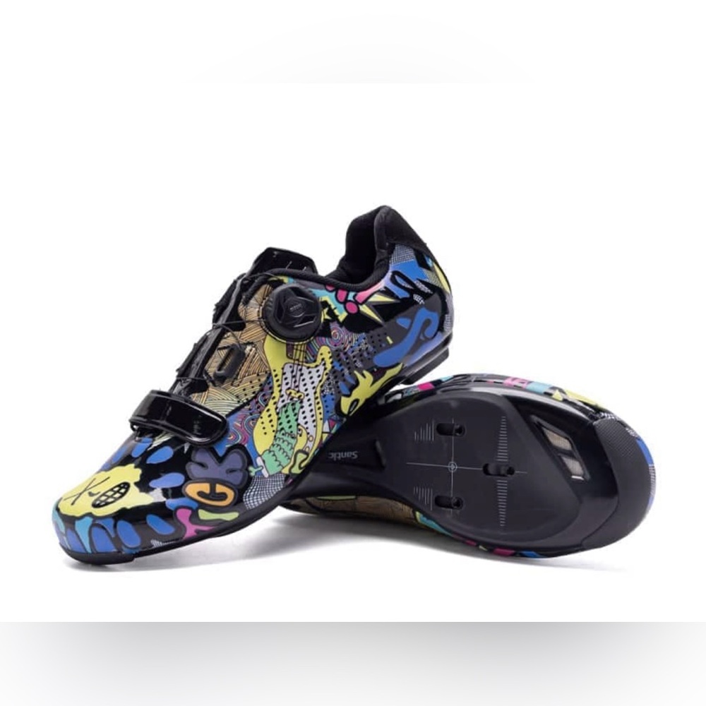 Women's "SANTIC" Colorful Graphic Cycling Shoes - Black Multi- Basquiat Style